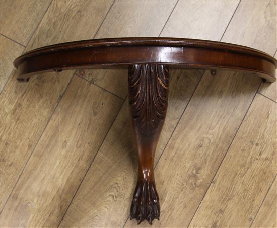 A D shaped carved mahogany console table W.89cm